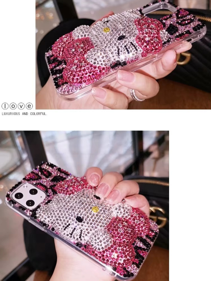 Hello Kitty Handyhülle mit Strass-Besatz in Pink für Apple iPhone Modelle - Bild 3
