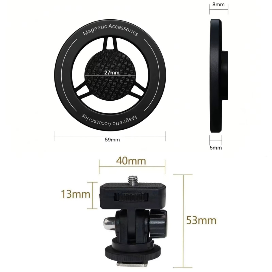 Magnetische Cold Shoe Handyhalterung in Schwarz für iPhone 17 16 15, DJI Osmo Action 4 und GoPro 13 12 sowie Nikon Filmkameras - Bild 5