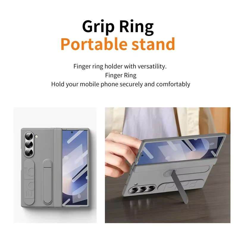 Schutzhülle mit Scharnierschutz und Handschlaufe für Samsung Galaxy Z Fold (kompatibel mit Fold 8, 7, 6, 5, 4, 3) inklusive Displayschutzfolie und Ständer, Farbe: Weiß - Bild 5