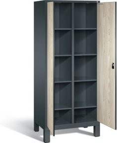C+P Wäsche-Spind Evolo mit Front in Sen-Esche und anthrazitgrauem Korpus, H x B x T: 185 x 81 x 50 cm - Bild 1
