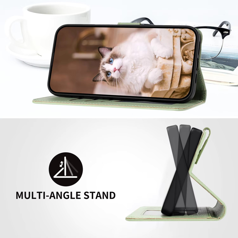 HKNR Leder Handyhülle mit Katzen-Design als Brieftasche für Samsung Galaxy S25 S24 S23 S22 S21 S20 Ultra Plus FE A16 A26 A36 A56 in Schwarz oder Grün - Bild 4