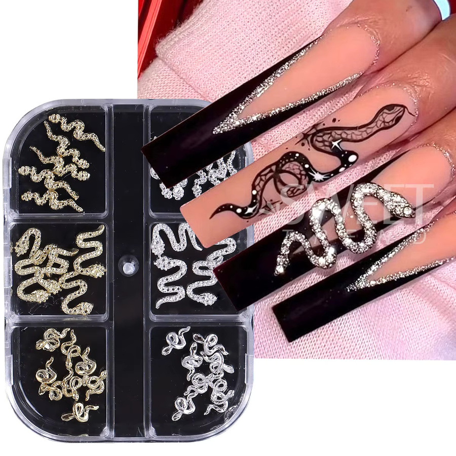 SWEET TREND Nagelzubehör Strass Schlange Nieten, Gold Silber Metallic - Bild 2