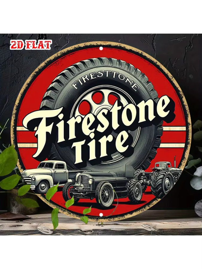 Potdemiel Vintage Trucks Metallwandkunst Retro-Garagendekoration aus Aluminium in Rot und Schwarz, Durchmesser: 20 cm - Bild 6
