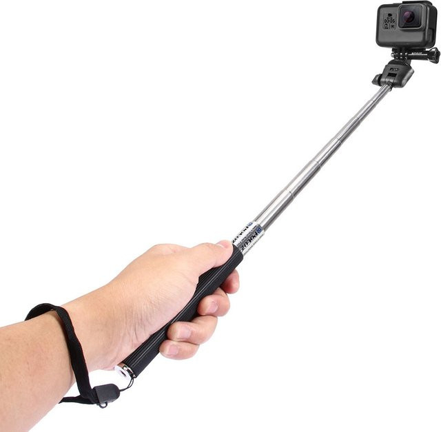 HONGDAK 360 Grad rotierendes Selfie-Stick-Stativ aus Aluminiumlegierung mit Telefonhalter in Schwarz oder Silber - Bild 1