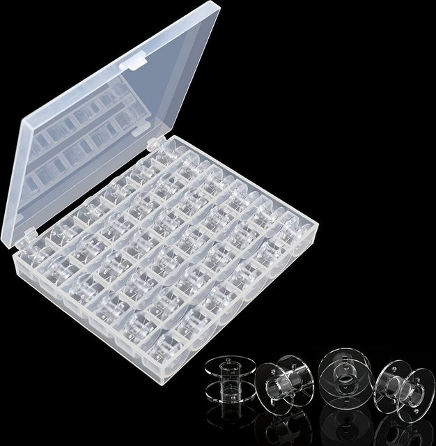 Transparente Spulenbox aus Kunststoff mit 36 Gittern zur Aufbewahrung von Garnrollen und Nähzubehör - Bild 1