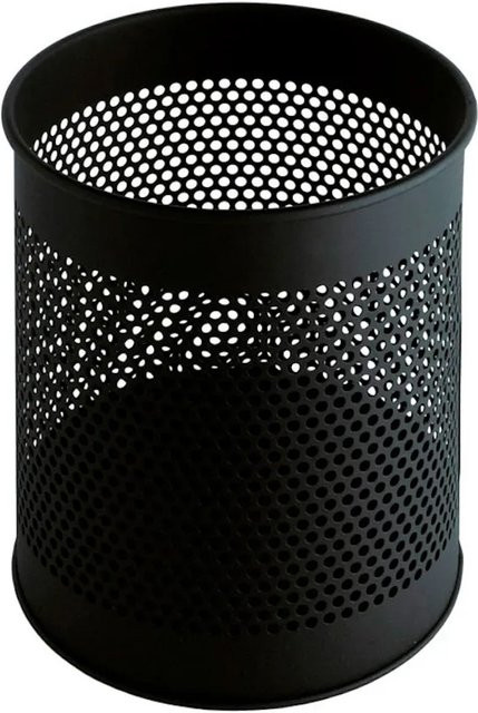 PROREGAL Runder Perforierter Papierkorb aus Metall in Schwarz, H x Ø: 32 x 26 cm, 15 Liter - Bild 1