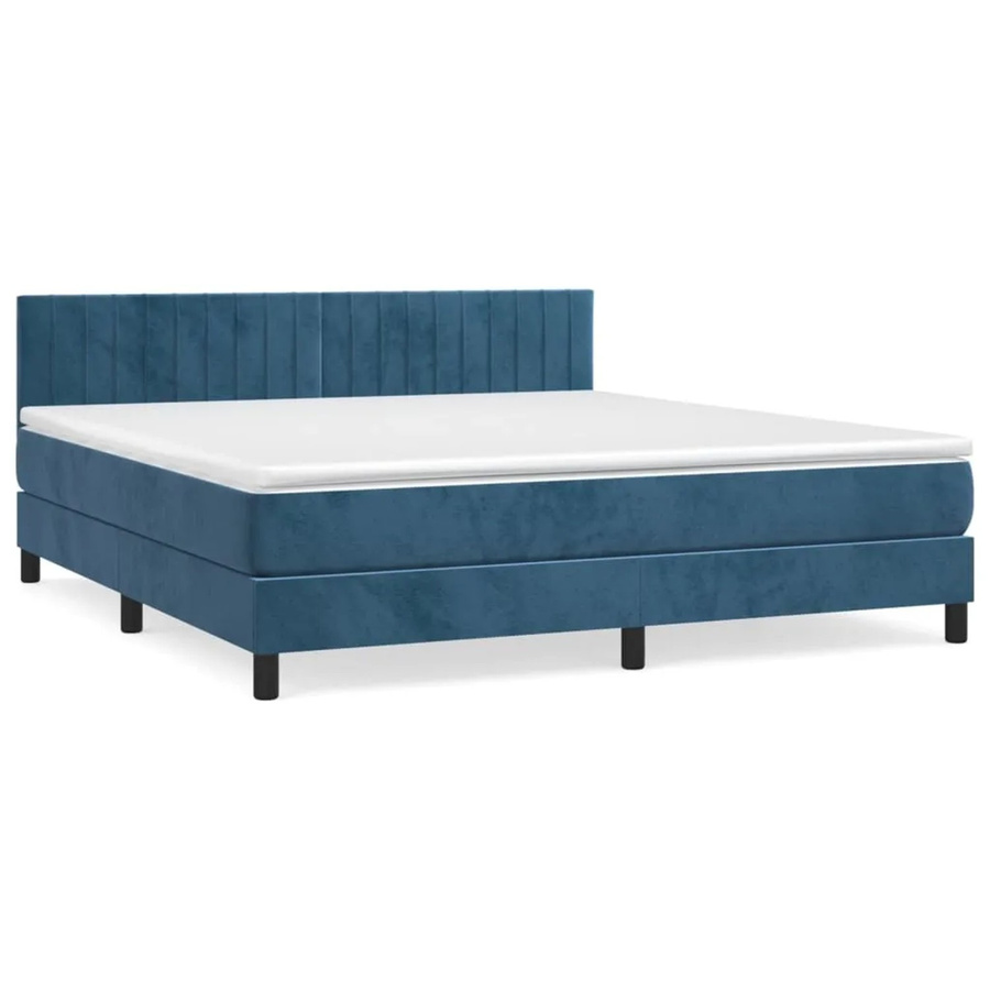 vidaXL Boxspringbett mit Matratze Dunkelblau Samt B/T: 180 x 200 cm - Bild 2