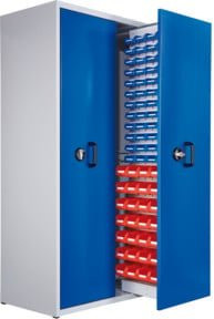 Kappes Zugwagenschrank RasterPlan Mod. 6 7035/5010 mit 2 Auszügen und 1 bestücktem Auszug, grau/blau, abschließbar, Wandmontage, B/T/H: 60 x 110 x 200 cm - Bild 1