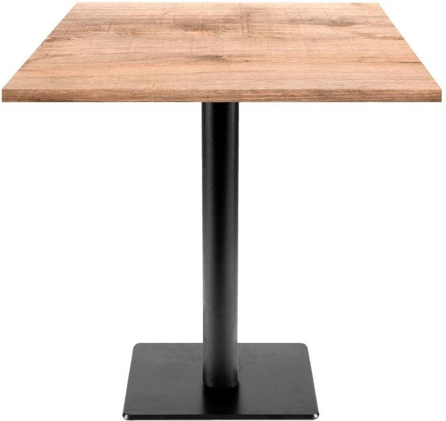 RestooTab Tisch Milan T quadratisch, Eiche hellbraun und Schwarz, B/T/H: 70 x 70 x 75 cm - Bild 1