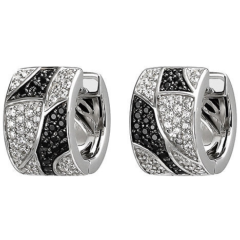 Colfem Creolen 925 Sterling Silber, 114 Zirkonia, schwarz und weiß, Ohrringe - Bild 1
