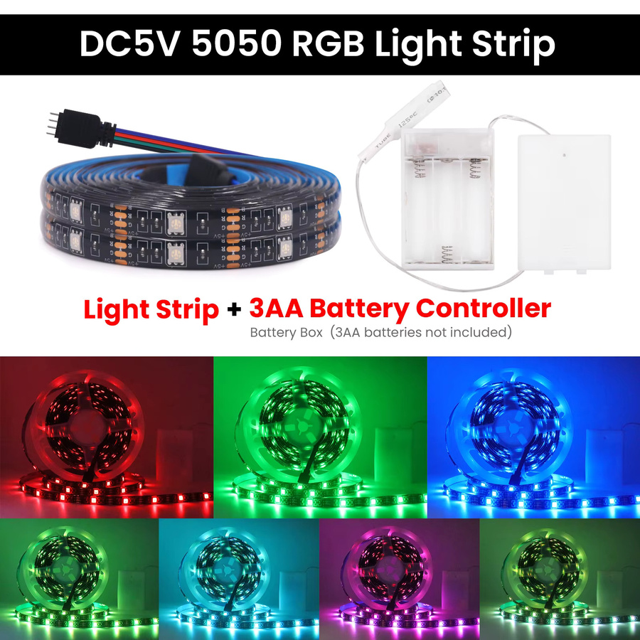 GAHADA RGB-LED-Streifenlicht für TV-Hintergrundbeleuchtung mit Fernbedienung, wasserdichtes 5V 5050 SMD LED-Band in Multicolour - Bild 3