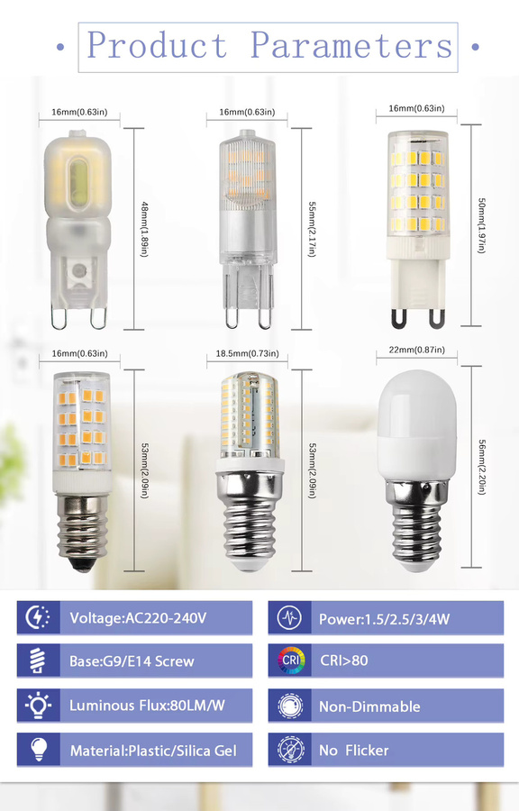 10 Stück G9 E14 LED-Maisbirnen Set, 2,5 W SMD2835 LED-Lampen, Weiß, Ersatz für 40 W Halogenlampen, 220-230 V - Bild 1
