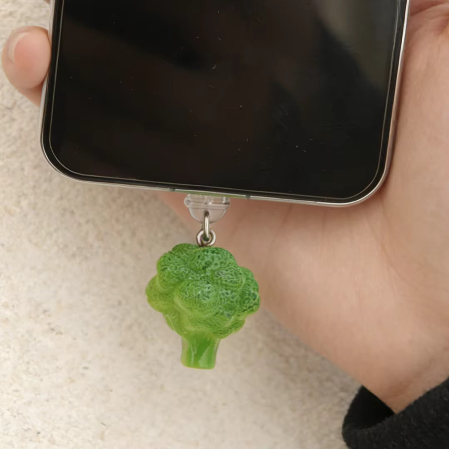 Grüner Brokkoli Staubstopfen im Pflanzen-Design als praktisches Handy-Zubehör - Bild 2