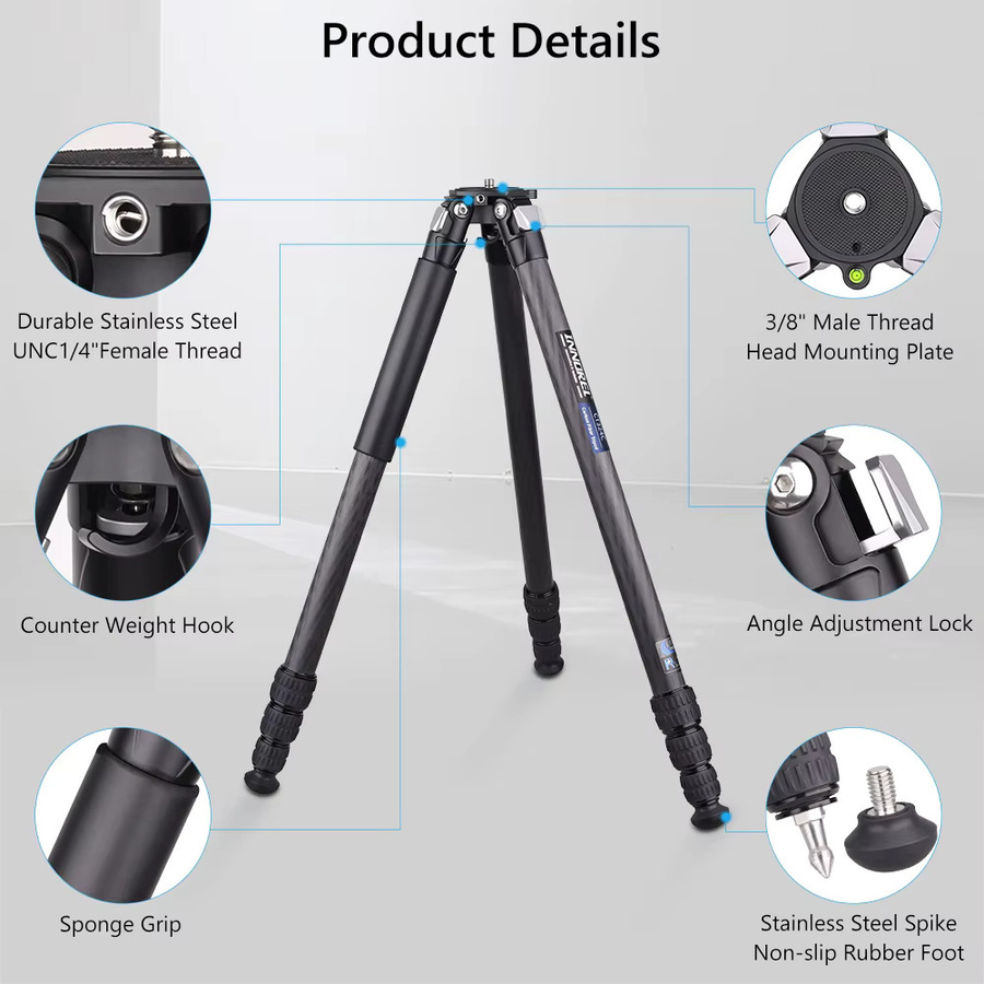 INNOREL CT324C Professionelles Reisekamerastativ in Schwarz mit Steintasche für DSLR und Camcorder, maximale Belastbarkeit 25 kg - Bild 6