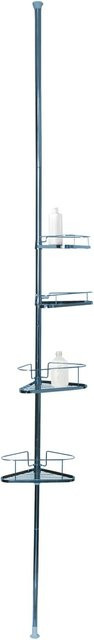 MSV Duschregal aus Stahl mit 4 Ablagen in Chrom, höhenverstellbar, B: 35,5 cm, T: 25,5 cm, H: 250 cm - Bild 1