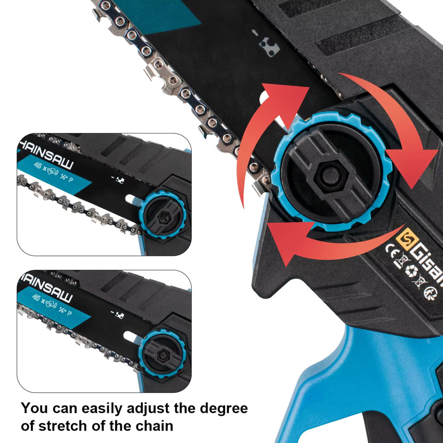 Gnto 8 Zoll bürstenlose elektrische Kettensäge in Blau, kompatibel mit Makita 18 V Akku, Astsäge für die Holzbearbeitung und Gartenarbeit - Bild 4
