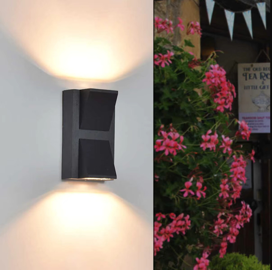 SUNMEIYI LED-Aluminium-Wandleuchte für Außenbereich in Schwarz oder Weiß, IP65 wasserdichte Up-Down-Gartenbeleuchtung für Balkon und Dekoration, Warmweiß - Bild 3