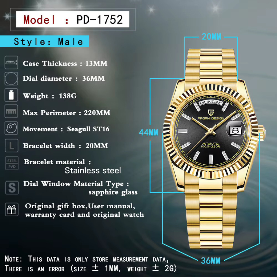 PAGANI DESIGN Armbanduhr, Automatik, Edelstahl, Saphirglas, Herren - Bild 7
