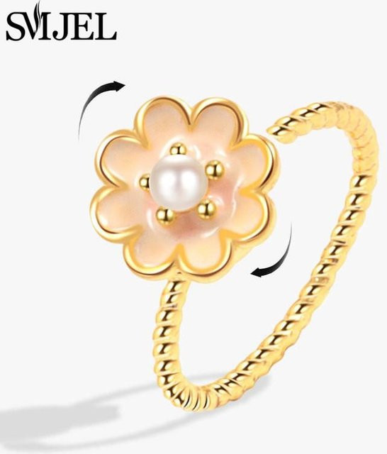 SMJEL Fidget Ring, Kristall, Messing, Gold, Damen - Bild 1