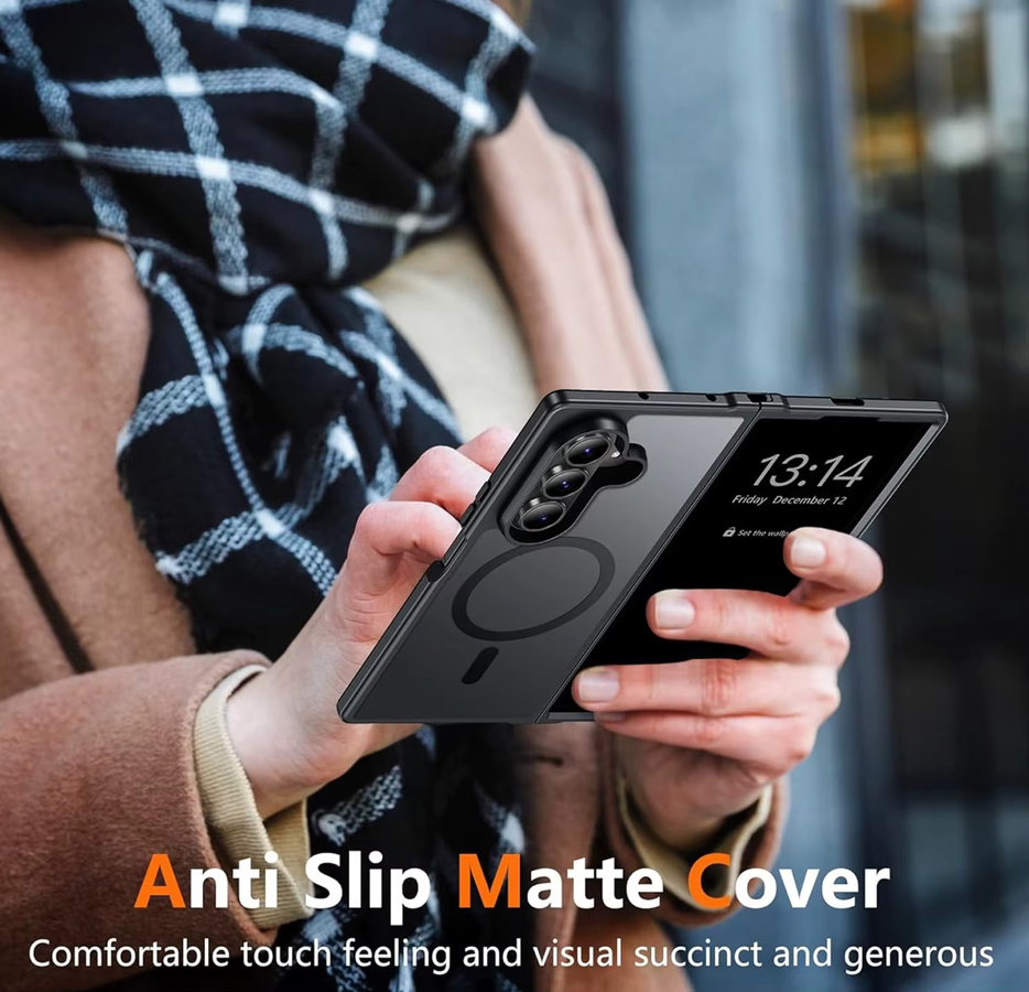 UYUXIO Magnetische Handyhülle für Samsung Galaxy Z Fold 7 mit durchscheinender Rückseite in Schwarz und Transparent - Bild 2