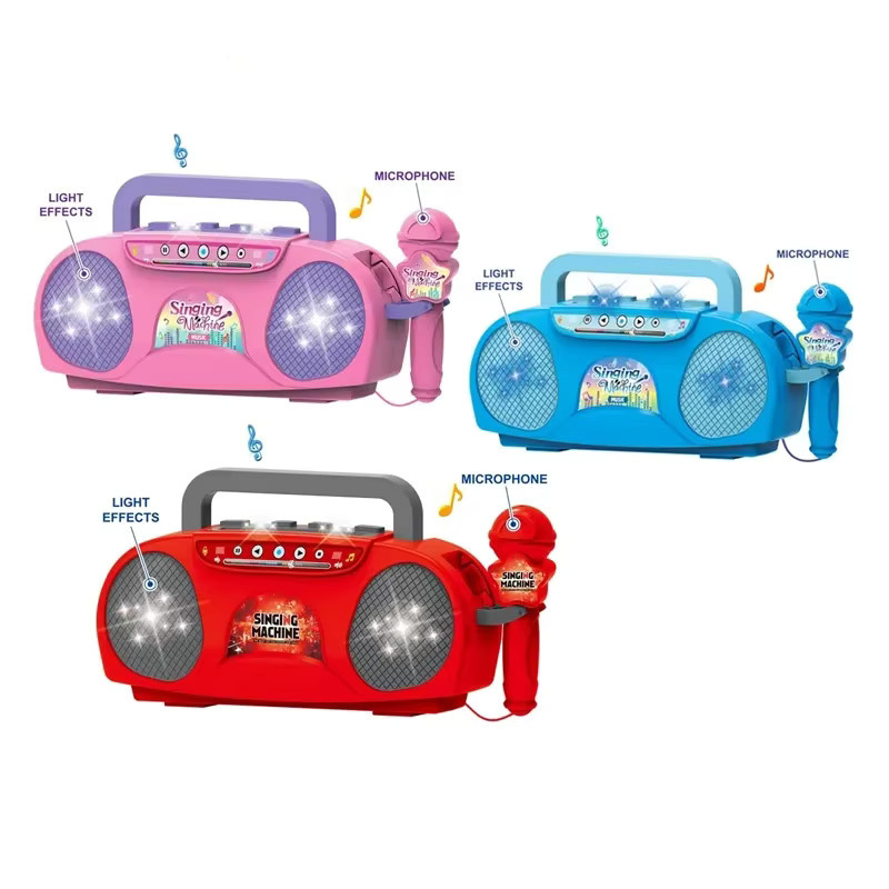 Kmoist Karaoke-Maschine, Musikinstrument Mikrofon, mit Licht und Sound, Rot - Bild 3