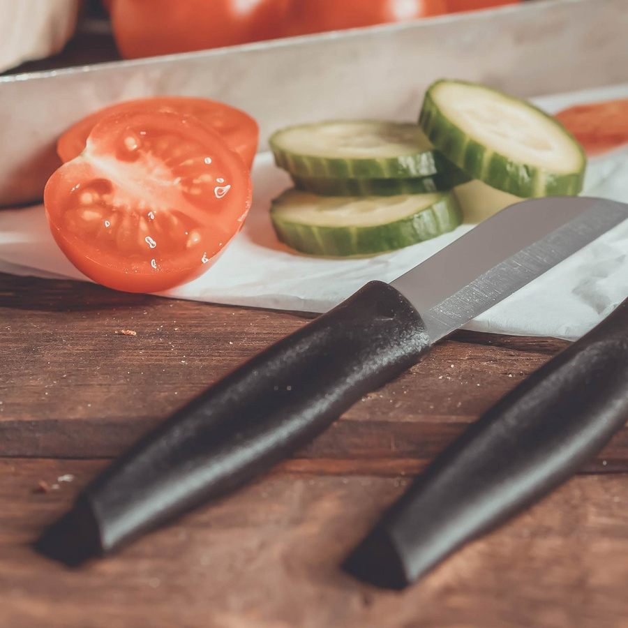 Nirosta Gemüsemesser mit Schutzhülle aus Edelstahl in Schwarz, Klingenlänge: 17 cm - Bild 3