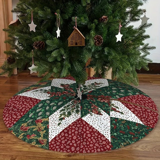 VIKAMA Bunter Weihnachtsbaumrock mit floralem Muster in Multicolour zur Dekoration deines Weihnachtsbaums - Bild 1