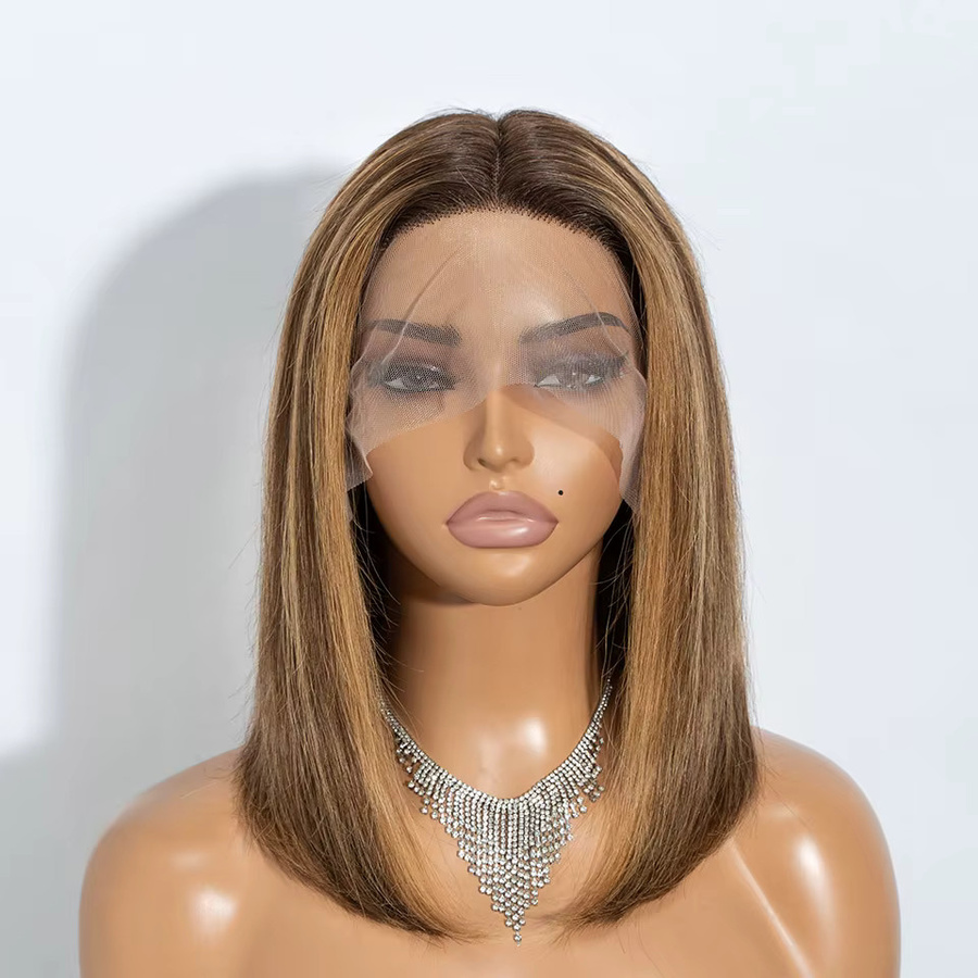 Allure Bob-Perücke, braun, glatt, 100% brasilianisches Remy Echthaar, T-Teil Lace Front - Bild 3