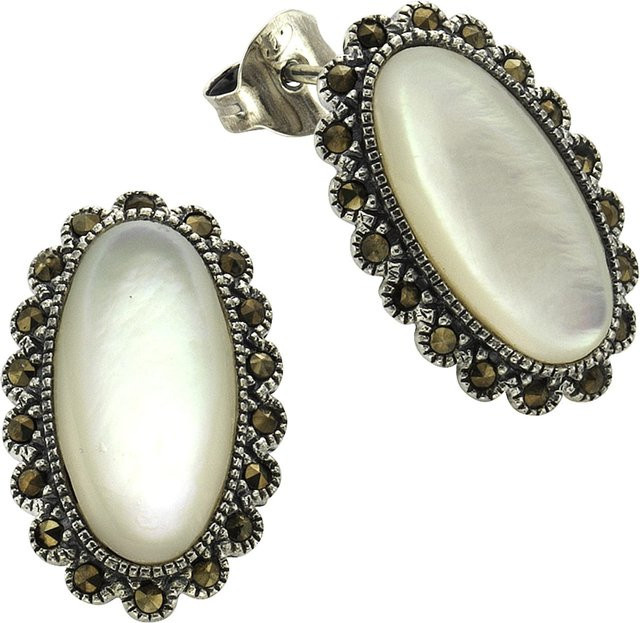 Zeeme Gemstones Ohrringe 925 Silber, Perle, Markasit, Damen - Bild 1