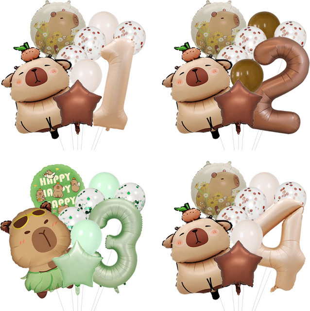 Potdemiel Aquarell-Capybara-Ballon-Set in Mehrfarbig für deine Geburtstagsparty-Dekoration - Bild 1