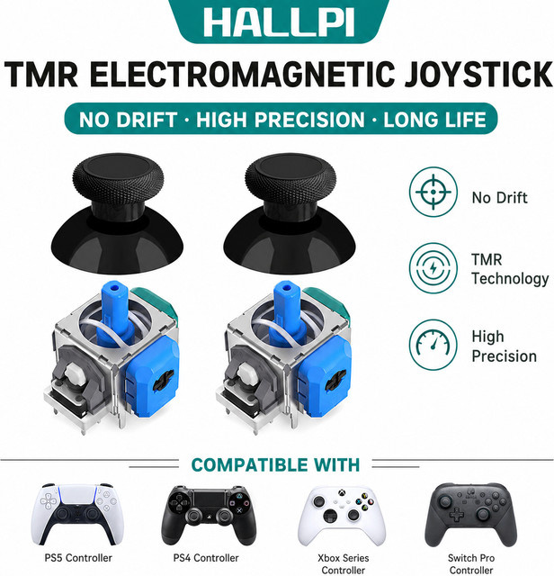HALLPI × AKNES TMR Elektromagnetischer Anti-Drift-Joystick für PS4, Xbox Series, Switch Pro und PS5 Controller Spielzubehör Reparatur - Bild 1