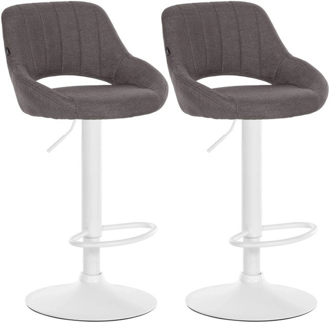 2er Set Barhocker DELUKE SEGAD mit Lehne, Stoff Dunkelgrau und Weiß, B/T/H: 47 x 48 x 85 cm - Bild 1