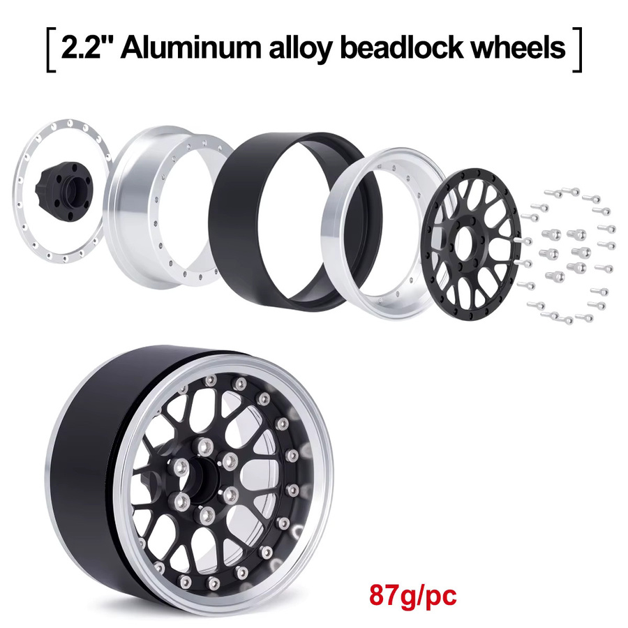MALOM RC Beadlock Räder Felge, 4-teiliges Set, Aluminiumlegierung, 12 mm Sechskant - Bild 3