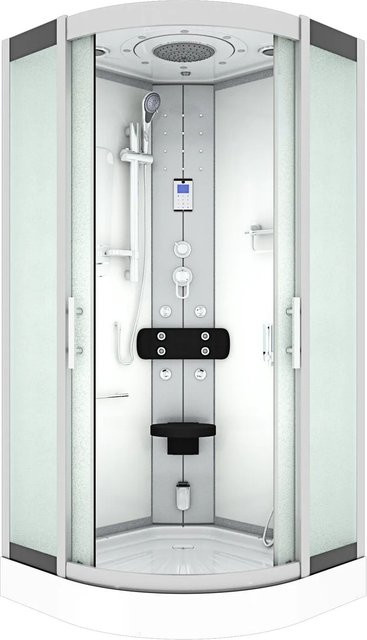AcquaVapore Dampfdusche Duschkabine mit Regendusche, Handbrause, LED-Beleuchtung und Fußmassage, Weiß, B/T: 100 x 100 cm - Bild 1