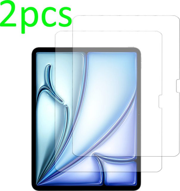 2er-Pack Displayschutzfolie aus gehärtetem Glas für Apple iPad Air 4. 5. 6. Generation 10.9'' 11'' 13'' M3, transparent, 9H Härtegrad - Bild 1