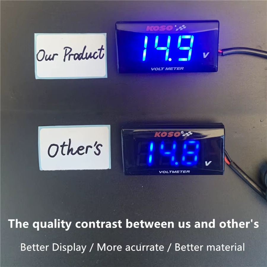 KOSO Universal Digital Voltmeter mit wasserdichtem LCD-Display für Motorräder in Rot und Schwarz - Bild 3