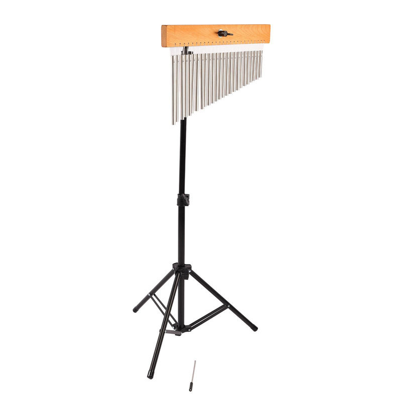 Fishine Windspiel Violon mit Metallstäben und Holzbasis in Silber und Natur - Bild 2