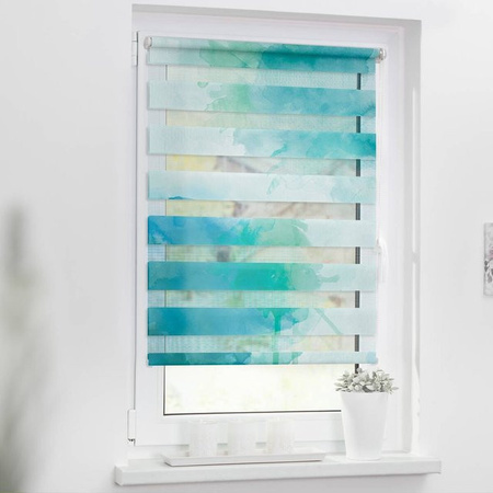 Lichtblick Duo-Rollo Klemmfix Aquarell Blau, Breite: 70 cm, Höhe: 150 cm
