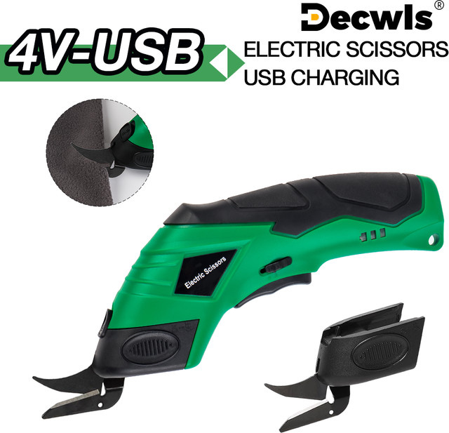 Tragbare 4-V-Akku-Elektroschere in Grün für Heimwerker und Schneider mit USB-Aufladung - Bild 1