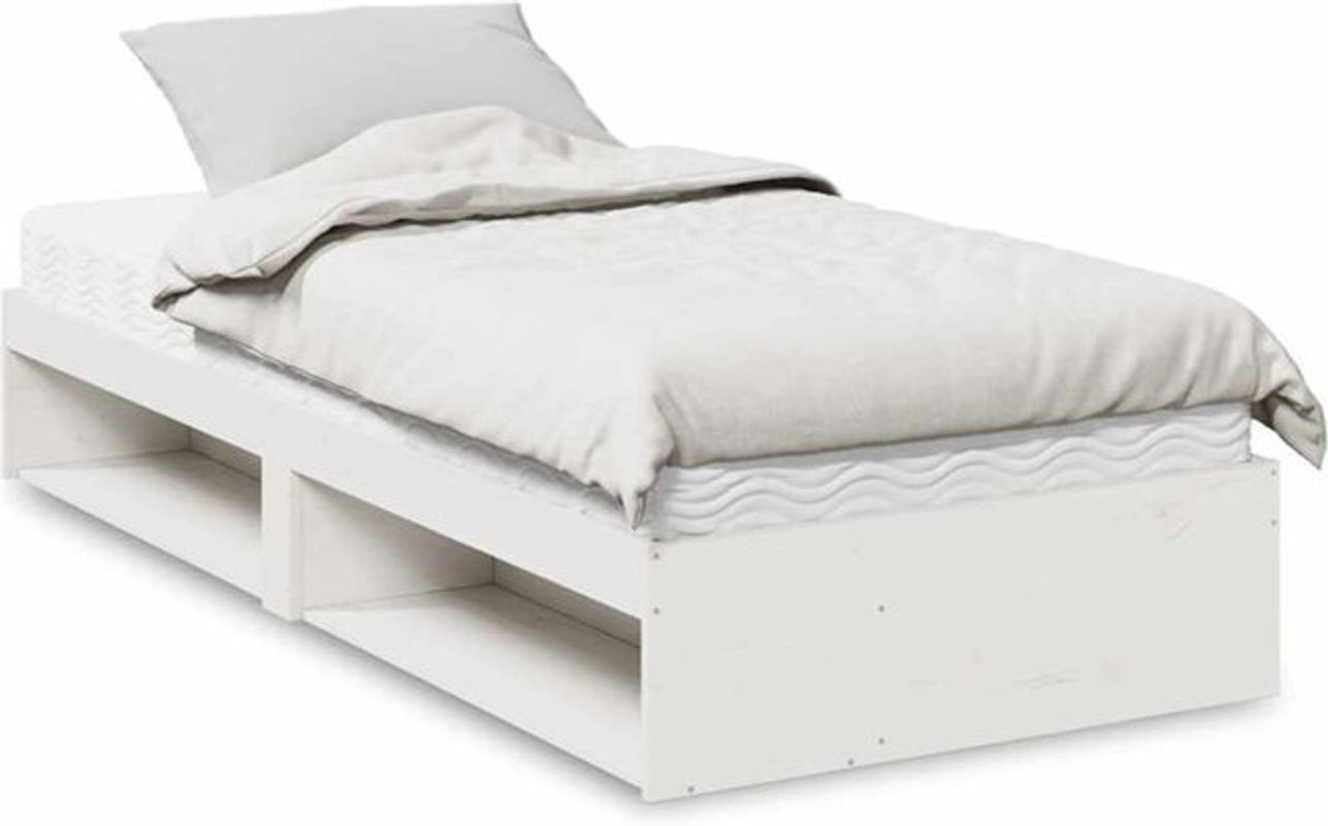 vidaxl Tagesbett aus Kiefer Massivholz mit Matratze in Weiß, Landhausstil und minimalistischem Design, B/T: 200 x 80 cm - Bild 1