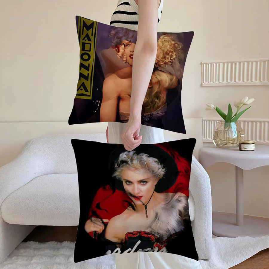 Singer M-Madonna Like a Virgin Kissenbezug aus Plüsch in Schwarz, quadratisch, Breite: 30 cm, Höhe: 30 cm - Bild 1