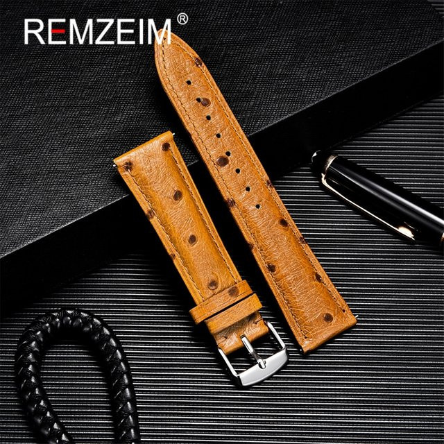 REMZEIM Uhrenarmband Leder, Schnellverschluss, Schwarz, Unisex - Bild 1