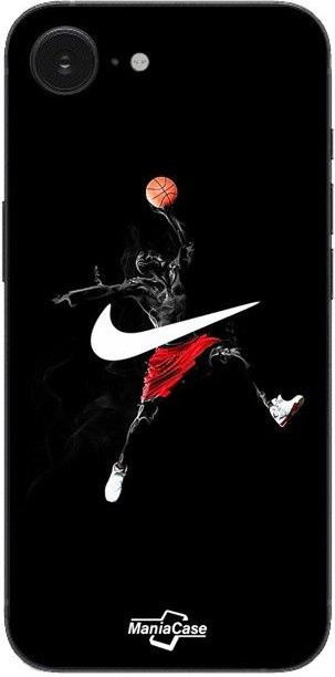 MANIACASE Handyhülle für iPhone 16E mit Nike Jordan Logo in Schwarz - Bild 1