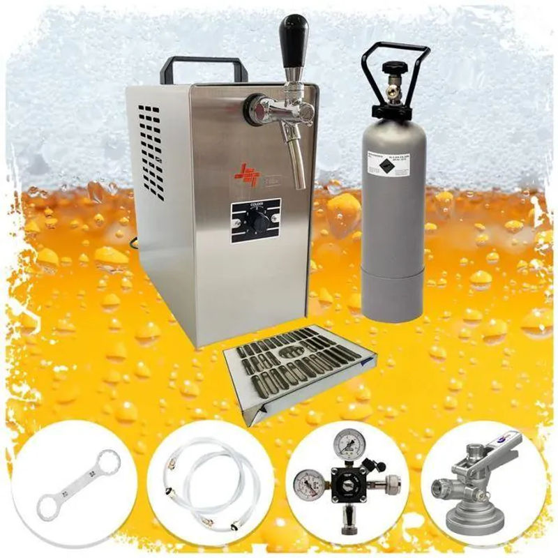 ich-zapfe Bierzapfanlage JET 30 Bierkoffer Komplett Set mit 1-leitigem Durchlauf-Trockenkühler und KeyKeg Zapfkopf in Silber und Edelstahl - Bild 3