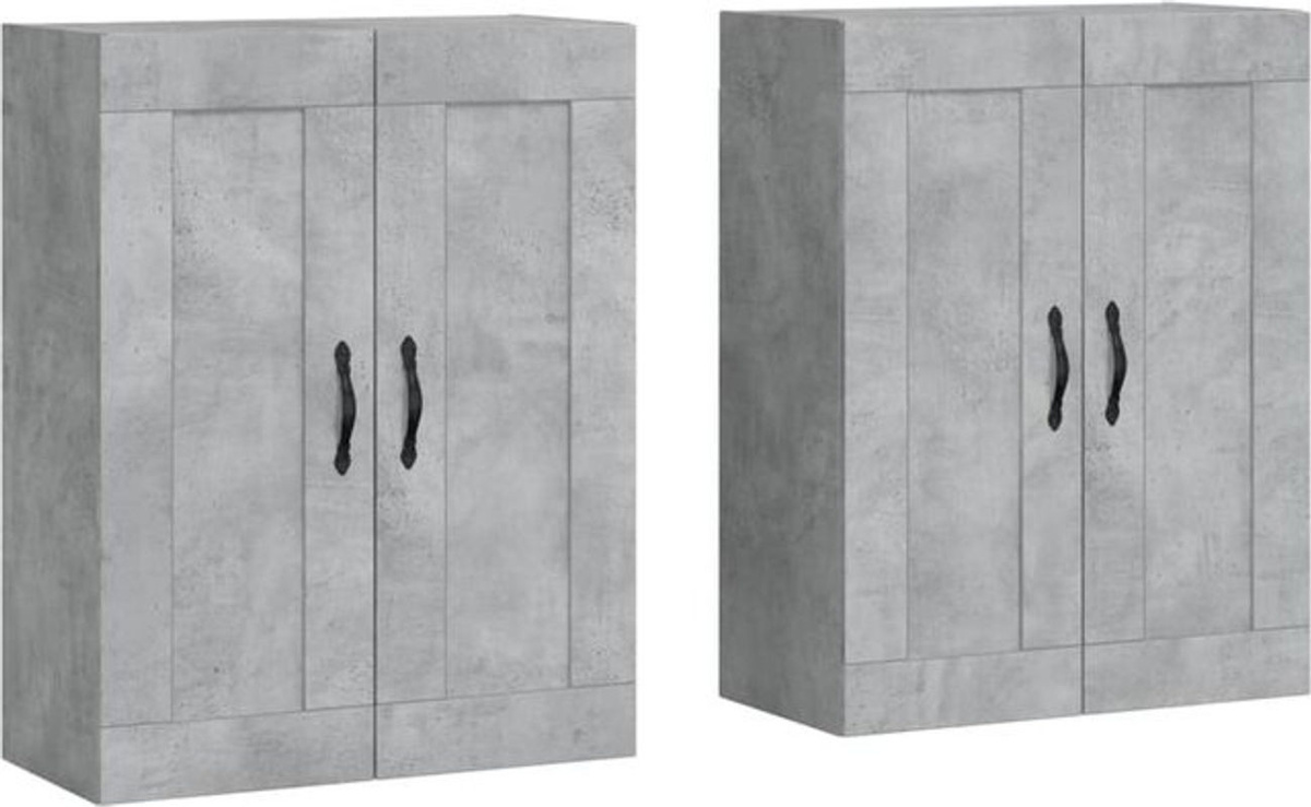 vidaxl Set aus 2 Hängeschränken im Industrial Design, Grau, Holzwerkstoff und Metall, B/H/T: 69,5 x 90 x 34 cm - Bild 1