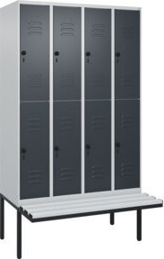 C+P Doppelstock-Spind Classic PLUS Sitzbank mit 4 Abteilen, auskragendes Design, Kunststoff-Sitzfläche, B/T/H: 212 x 120 x 81,5 cm - Bild 1