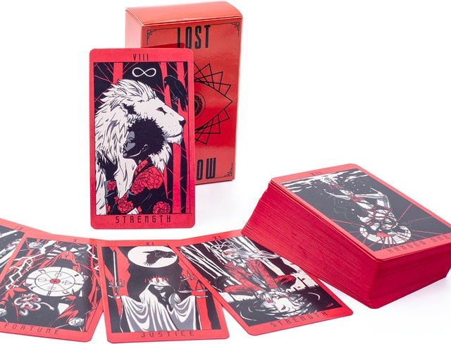 Lost Hollow Tarot Kartenspiele Wahrsagerei rot vergoldete Kanten - Bild 1