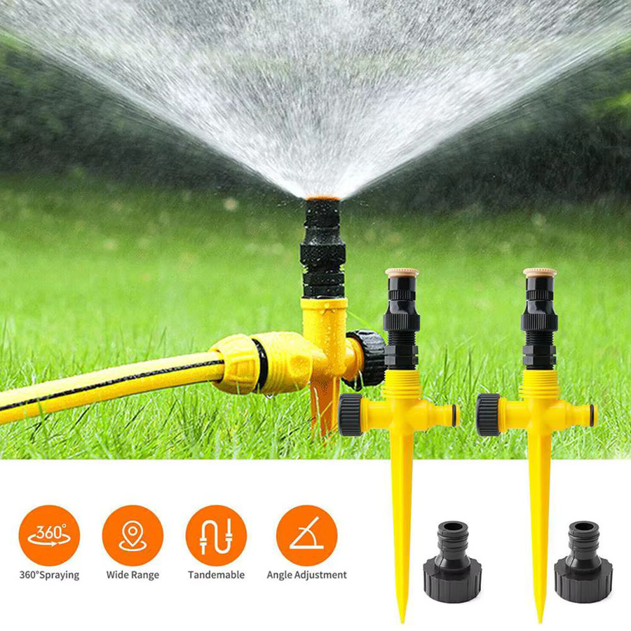 Automatischer 360 Grad Garten Sprinkler mit Rotationsfunktion für Rasen und Gewächshaus in Gelb - Bild 4