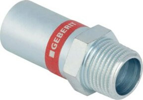 Geberit Mapress C-Stahl Übergang mit Außengewinde und Einschub, verzinkt, Silber, d 42xR 1 1/2 - Bild 1