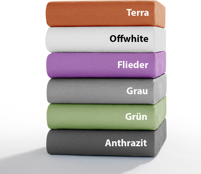 Dreamtex Jersey Spannbetttuch aus Baumwolle B/T/H: 100 x 200 x 30 cm in Grau, Grün oder Anthrazit - Bild 1